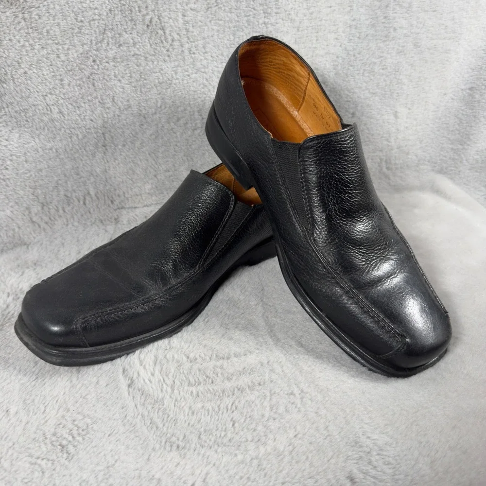 Sandro Moschino Black Leather Square Toe Slip On Loafer Shoes Men‎ 10D